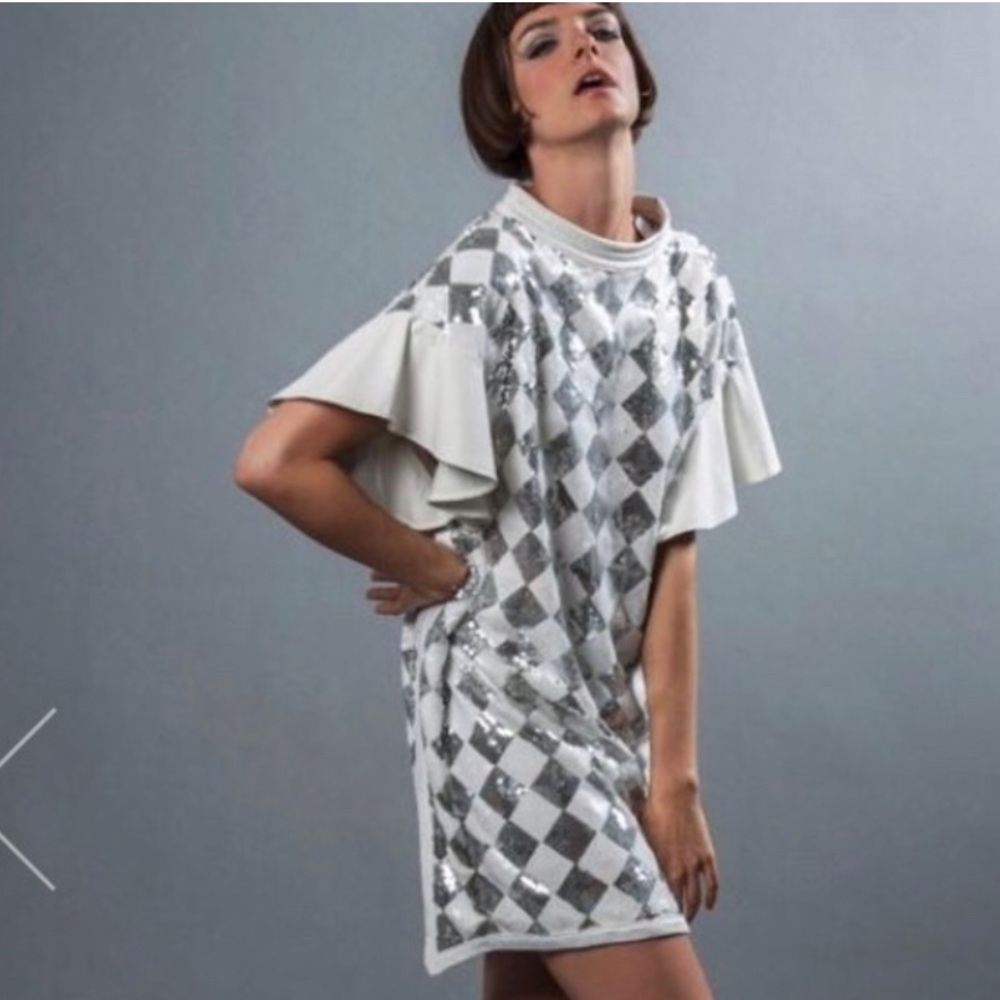 Used white & silver sequins nuvula dress